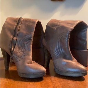 Frye Harlow Stitch Cuff Leather Brown Heels size 7